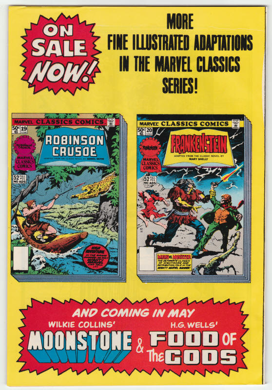 Marvel Classics Comics Series #20 back cover