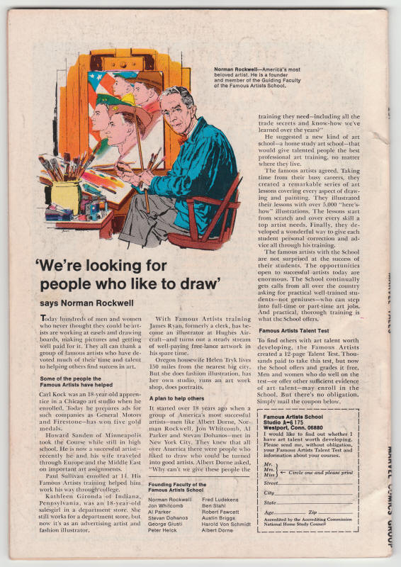 Marvel Tales #23 back cover