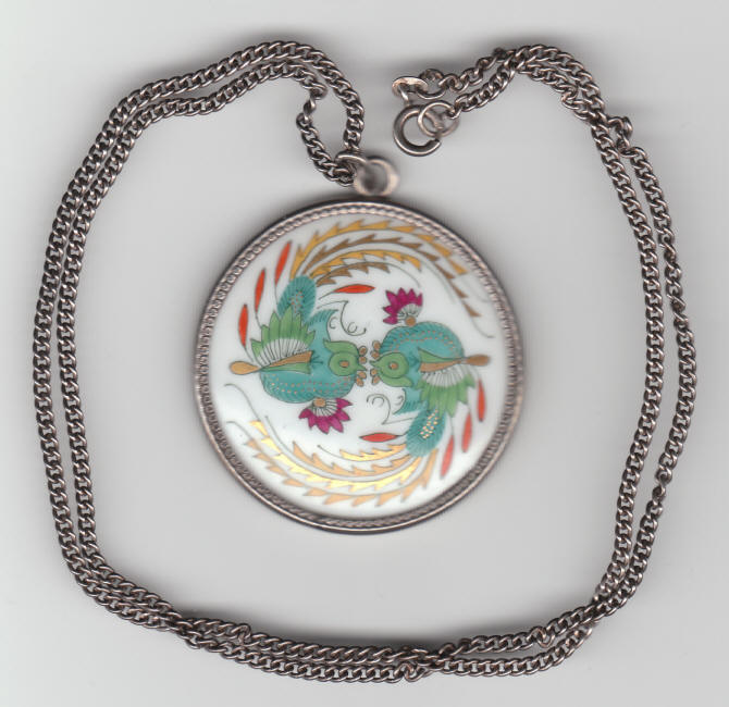 Meissen Porcelain Silver Pendant