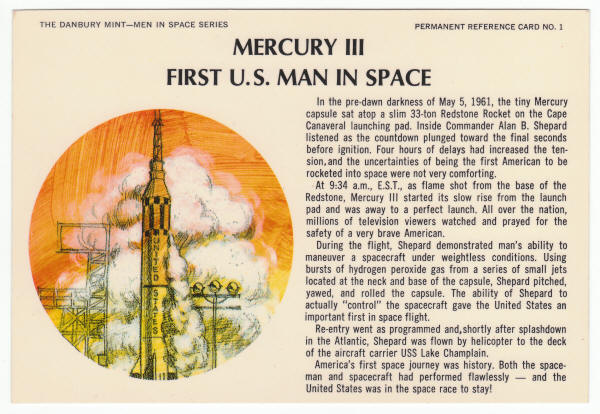 1969 Men In Space Series Sterling Silver Proof Set Reference Card 1 Front