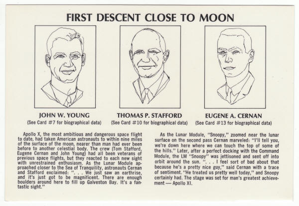 1969 Men In Space Series Sterling Silver Proof Set Reference Card 20 Back