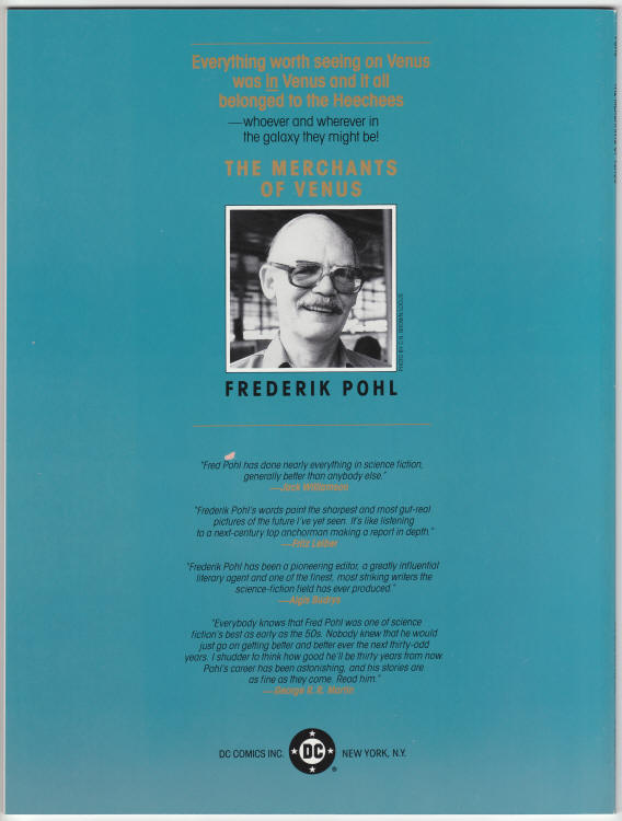 DC Science Fiction Graphic Novel 4 The Merchants Of Venus Frederik Pohl back cover