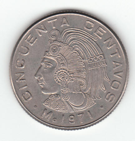 1971 Mexico 50 Centavos Coin reverse
