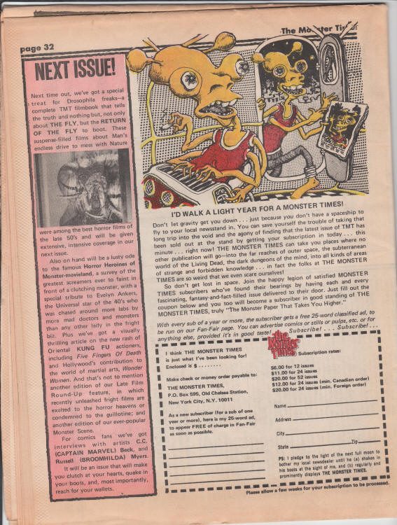 The Monster Times #24 back cover