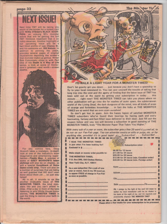 The Monster Times #27 back cover