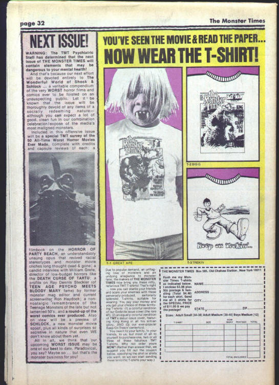 The Monster Times #29 back cover