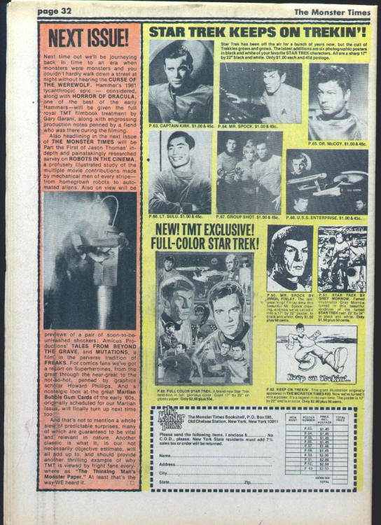 The Monster Times #35 back cover