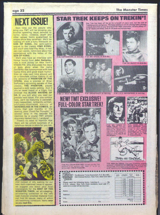 The Monster Times #38 back cover