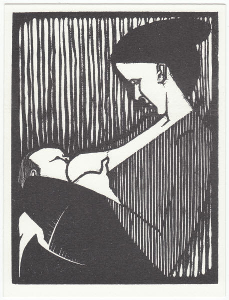 M C Escher Mother And Child Woodcut Card front