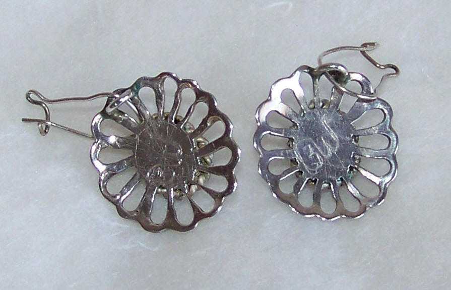 Navajo Turquoise Silver Earrings back