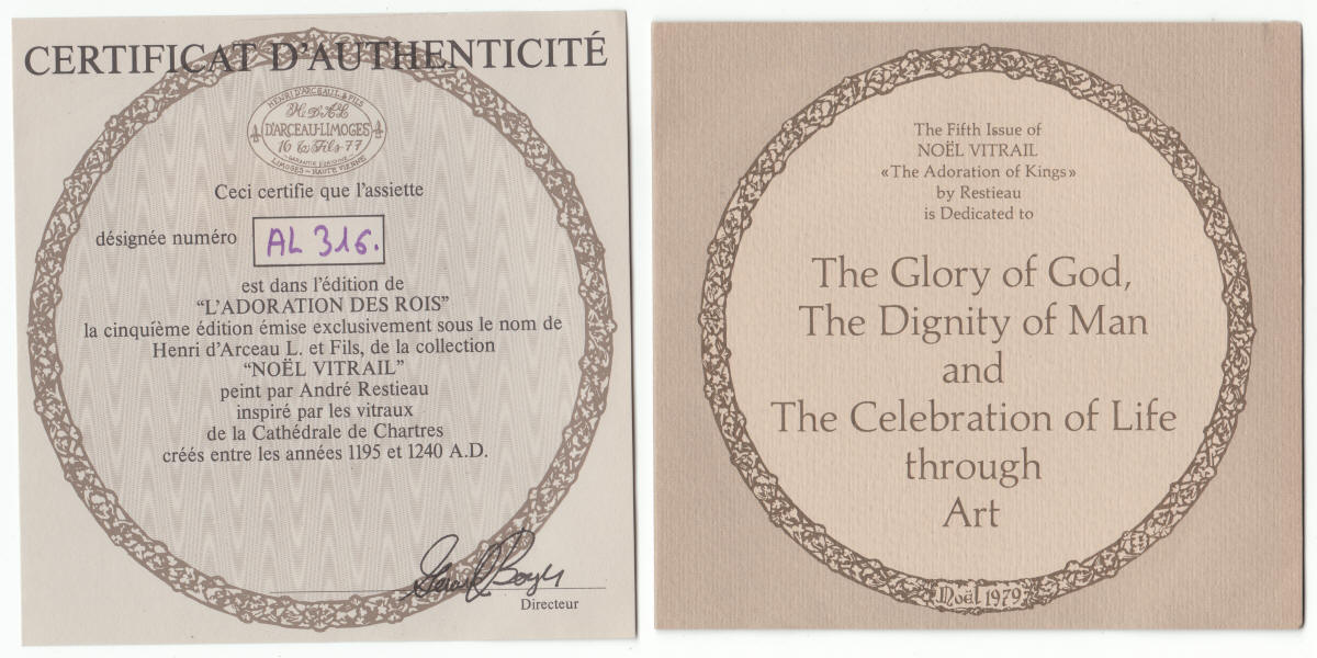 Noel Vitrail Collectors Plate 5 COA Brochure