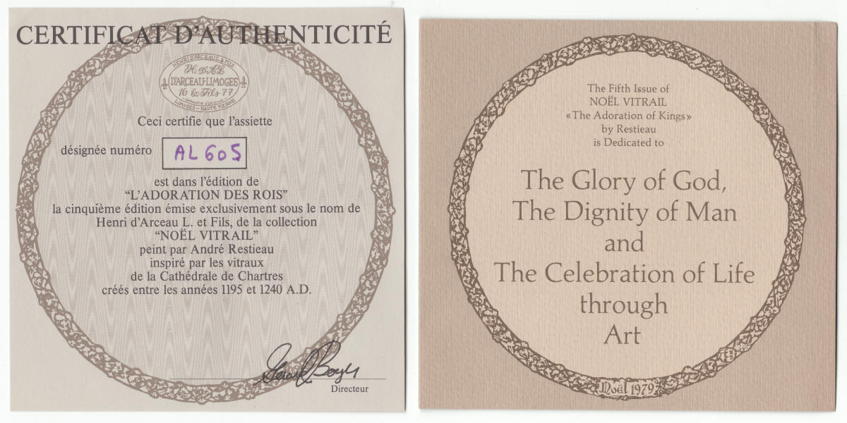 Noel Vitrail Collectors Plate 5 COA Brochure