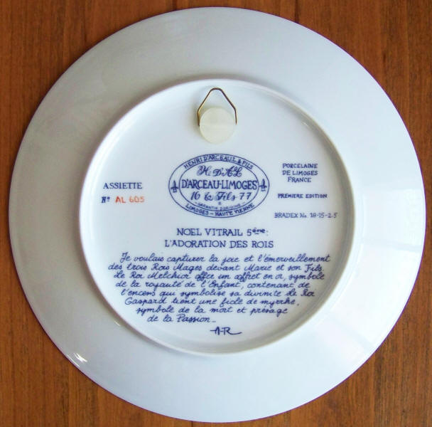 Noel Vitrail Collectors Plate 5 back