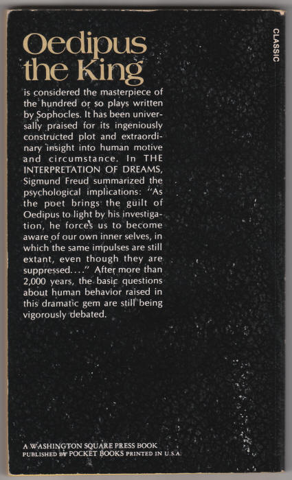 Oedipus The King back cover