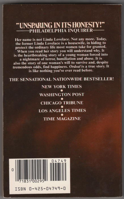 Ordeal Linda Lovelace back cover