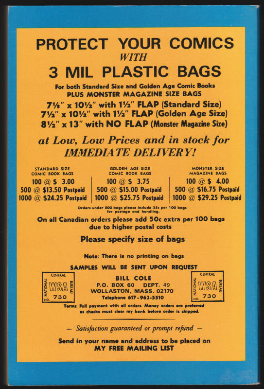 Overstreet Comic Book Price Guide #9 back cover