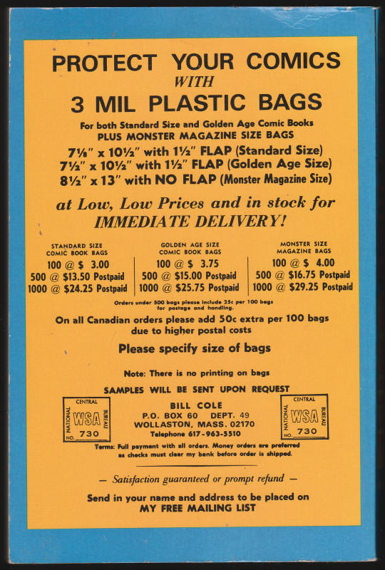 Overstreet Comic Book Price Guide #9 back cover