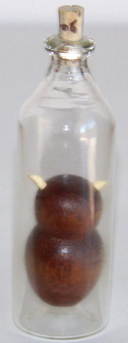 Early 1970s Wooden Owl In A Bottle