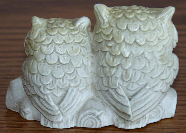Mid 1970s Two Owls On A Branch Resin Figure