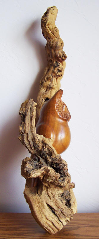 Black Walnut Owl Carving side