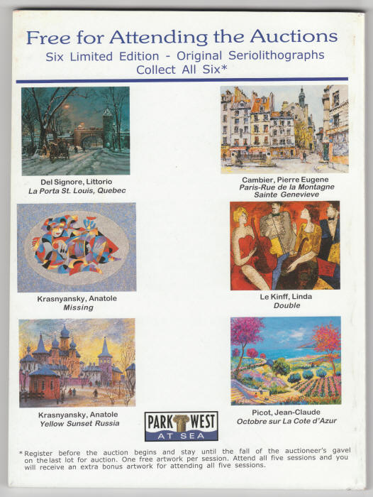 Park West At Sea Auctions Of Fine Art back cover
