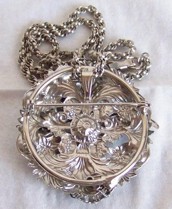 Vintage Peacock Combination Brooch Necklace back