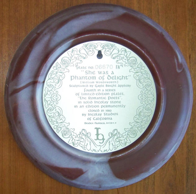 Romantic Poets Collectors Plate 4 back