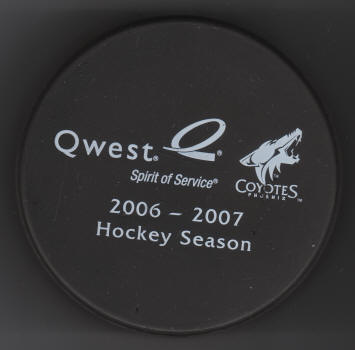 Phoenix Coyotes 2006 2007 Promotional Puck