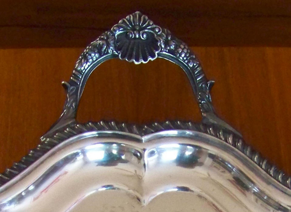 Poston Products Lonsdale Silver Plated Serving Tray handle