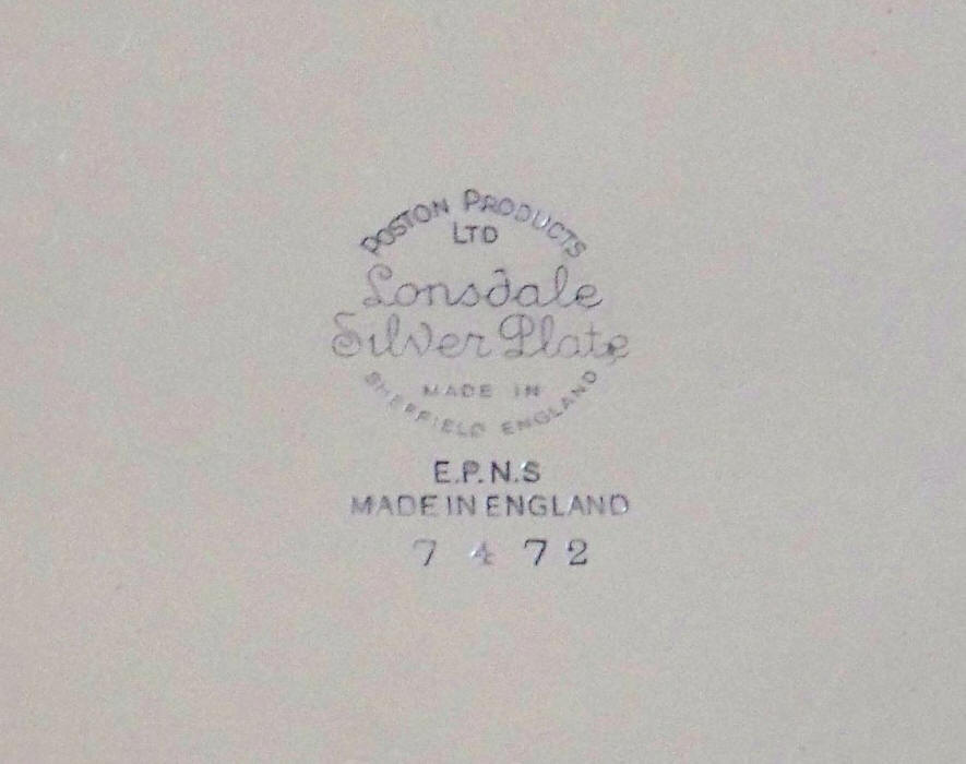 Poston Products Lonsdale Silver Plated Serving Tray hallmark