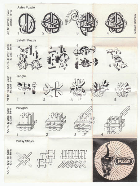 Original Pussy Puzzle Solution Sheet