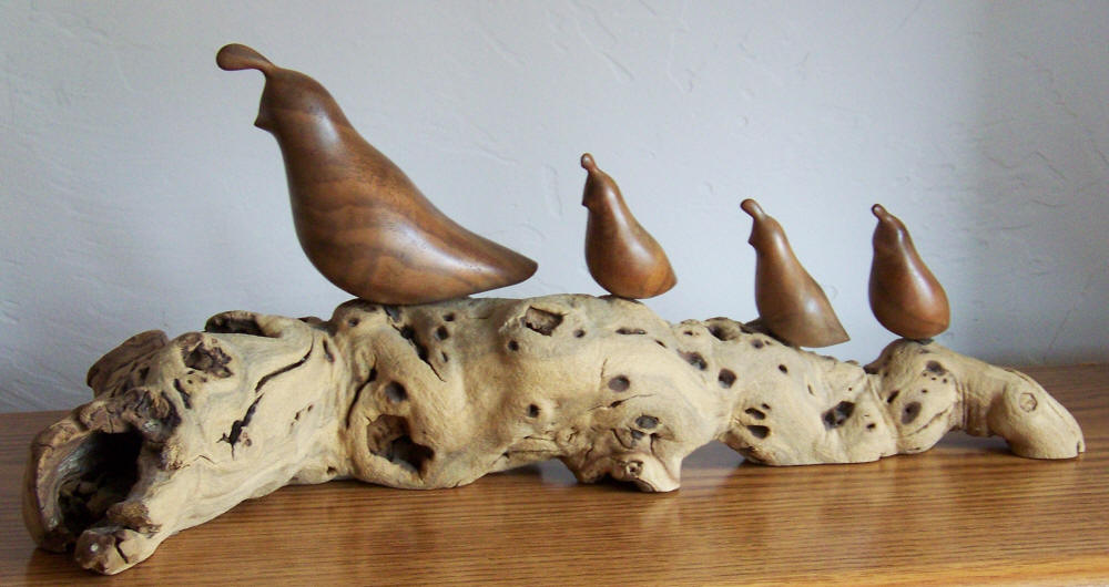 Fancy Walnut Quail Carving