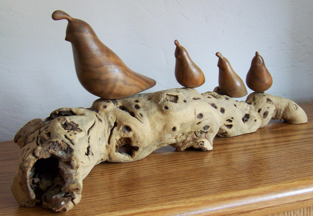 Fancy Walnut Quail Carving