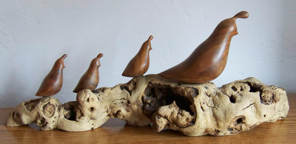 Fancy Walnut Quail Carving