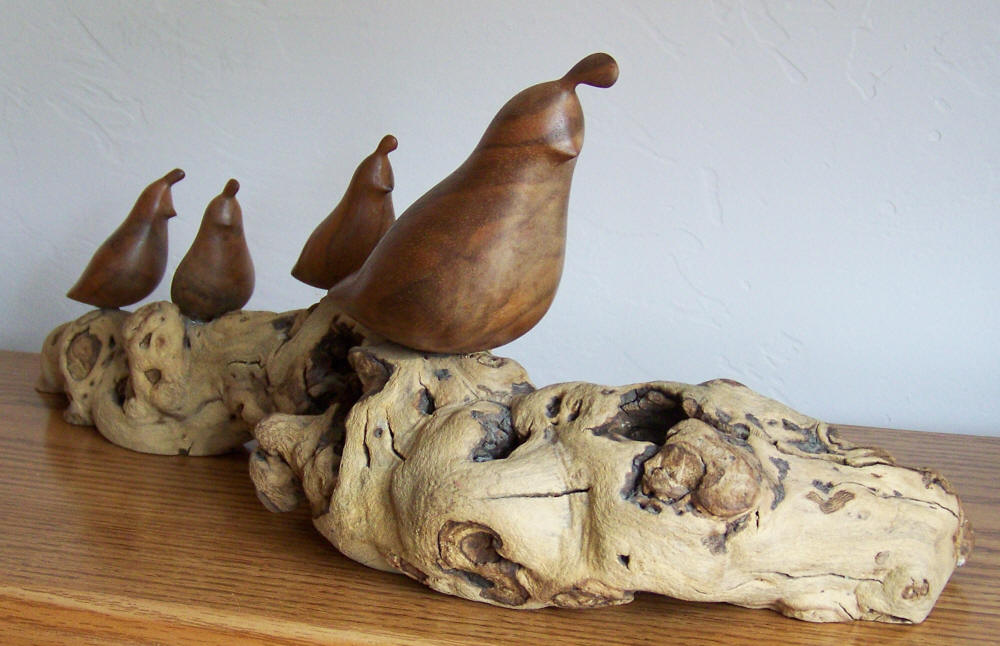 Fancy Walnut Quail Carving