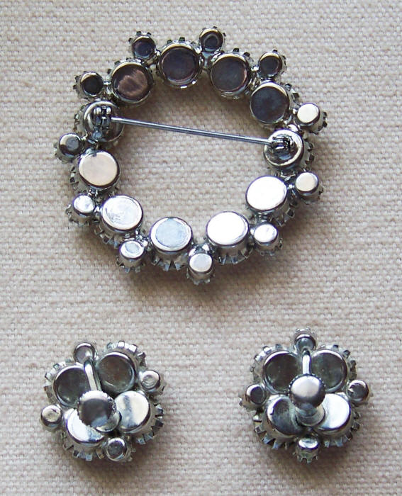 Rhinestone Brooch Earrings Set back
