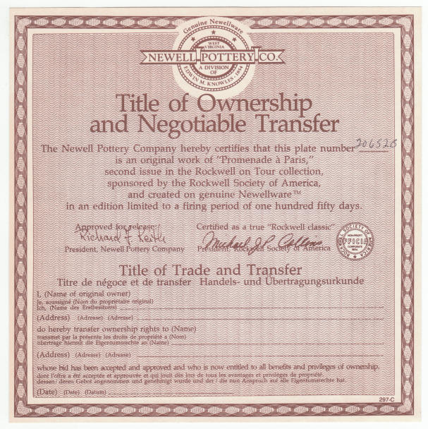 Rockwell On Tour Plate 2 COA