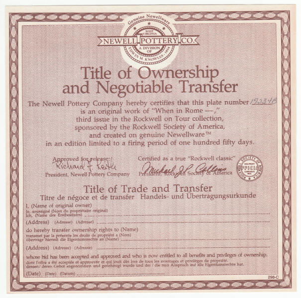 Rockwell On Tour Plate 3 COA