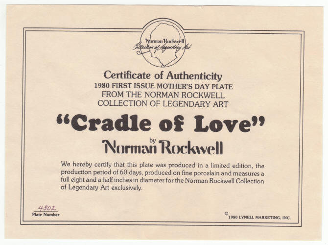 Norman Rockwell Mothers Day Plate 1980 COA