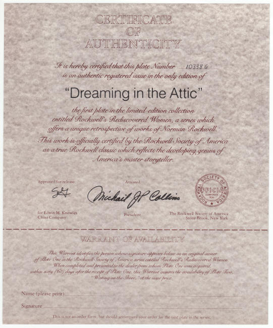 Rockwells Rediscovered Women Plate 1 COA