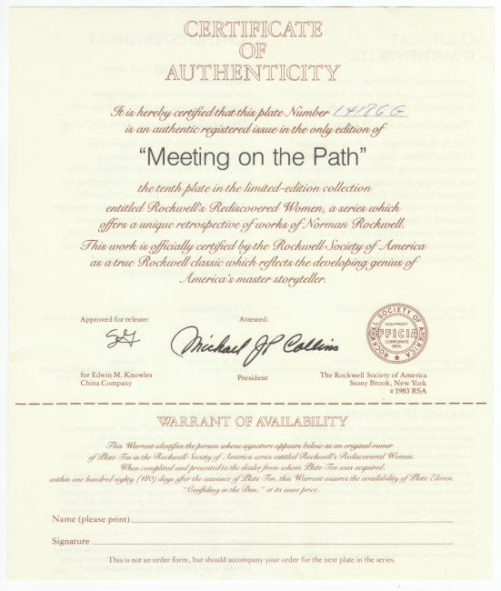 Rockwells Rediscovered Women Plate 10 COA