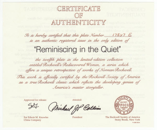 Rockwells Rediscovered Women Plate 12 COA