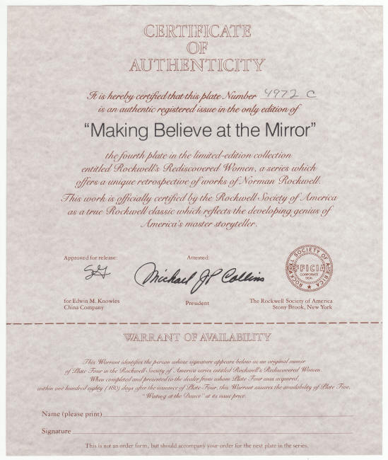 Rockwells Rediscovered Women Plate 4 COA