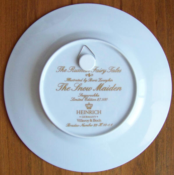 Russian Fairy Tales Plate 1 Snow Maiden back