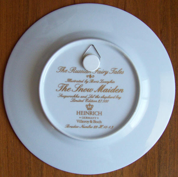 Russian Fairy Tales Plate 2 Snow Maiden back