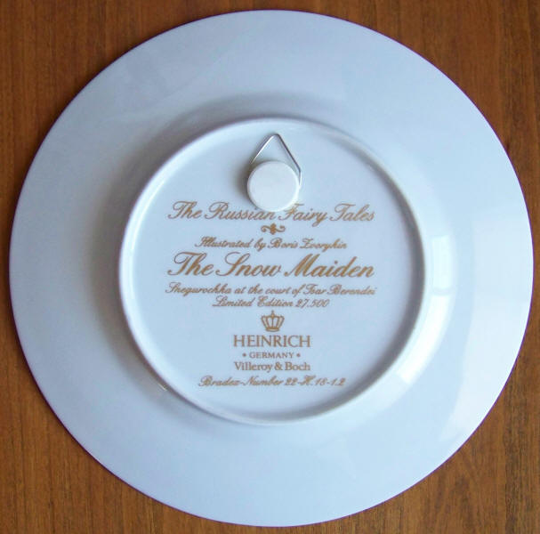 Russian Fairy Tales Plate 3 Snow Maiden back