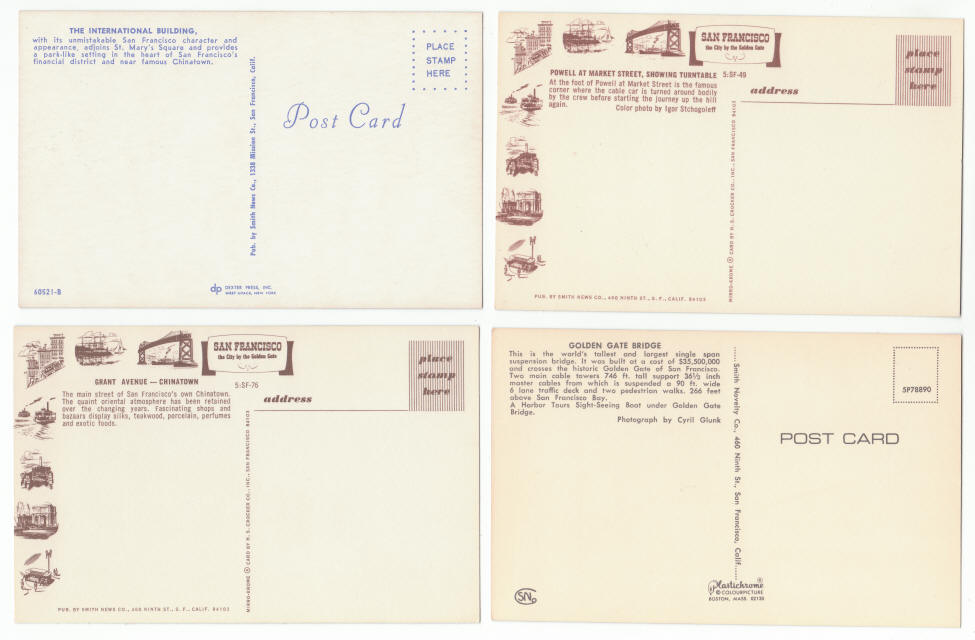 San Francisco 1960s Vintage Post Cards
