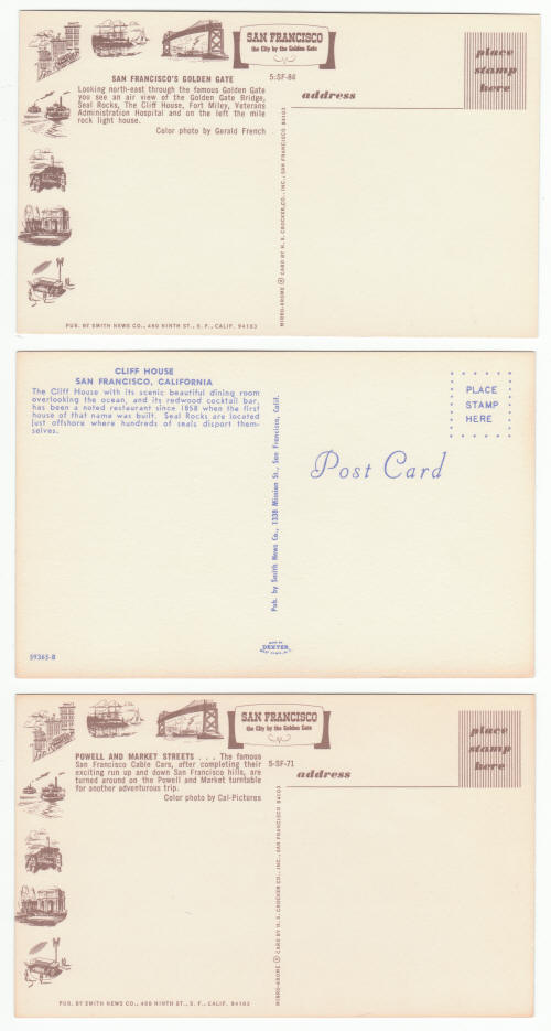 San Francisco 1960s Vintage Post Cards