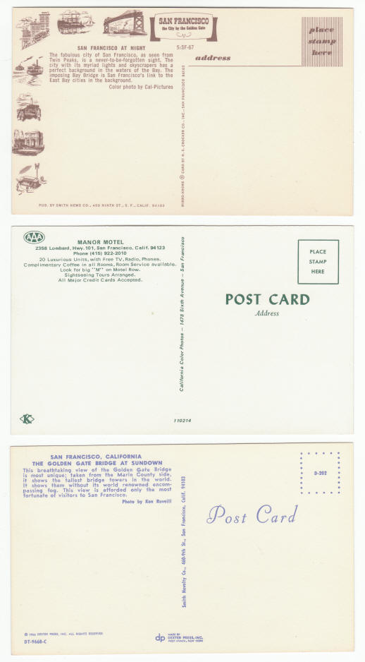 San Francisco 1960s Vintage Post Cards