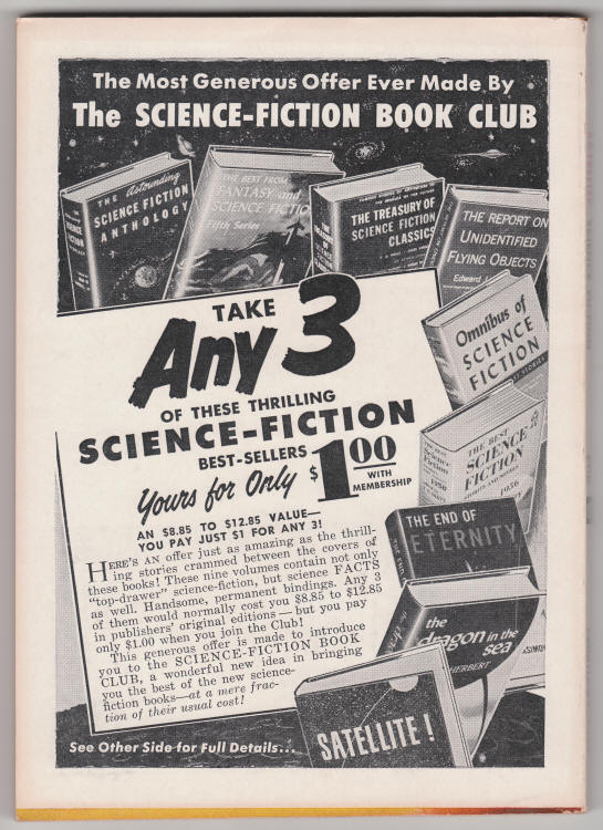 Satellite Science Fiction Digest February 1958 back cover